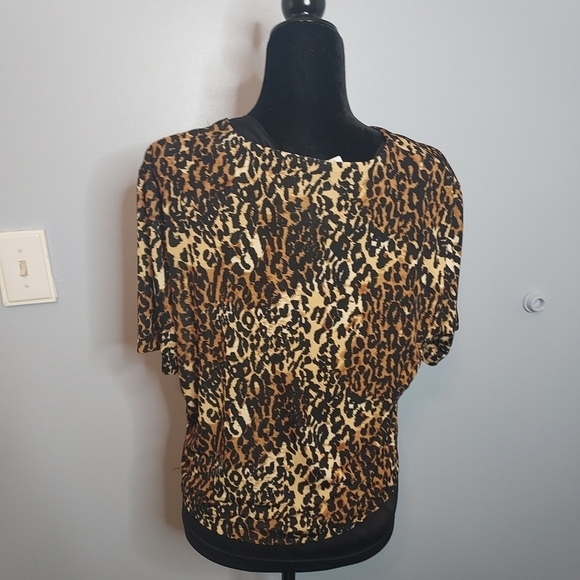 White Stag Women's Size X-Large Animal Print Stretch 2Fer Top 3/4 Sleeves - Picture 6 of 9
